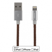 STREETZ USB - Lightning-kabel, MFi, 1m, brun/läder