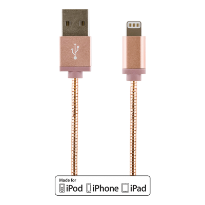 STREETZ lightning kabel till iPad, iPhone och iPod, MFi- Rosé