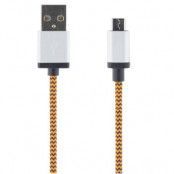 STREETZ USB-synk-/laddarkabel, tygklädd, USB Micro, 1m, orange