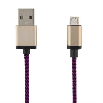 STREETZ USB-synk-/laddarkabel, tygklädd, USB Micro, 3m, lila