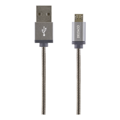 STREETZ USB Typ A hane - Micro B hane, 1m, rymdgrå