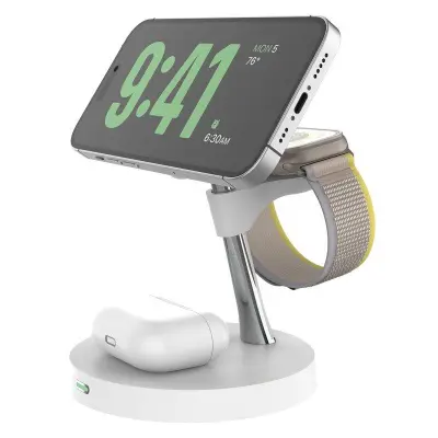T269D 15W Magnetisk Trådlös Laddare för Telefon, Klocka, Hörlurar - Vit