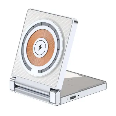 T35 15W Fällbar Magnetisk Trådlös Laddare 2-i-1 - Vit