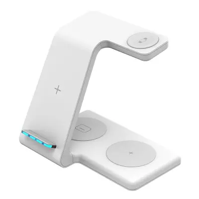 T5 4-i-1 Trådlös Laddare Borddocka för Telefon / Hörlurar / Smartklocka - Vit