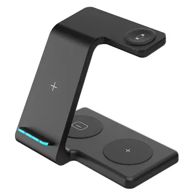 T5 4-i-1 Trådlös Laddare Bordsladdare för Telefon, Hörlurar, Smartklocka