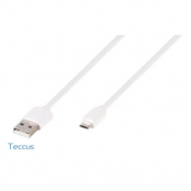 Teccus Micro-USB Ladd-/Synk. kabel 1.2m Vit