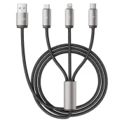 Tech-Protect 3in1 USB-A Till Lightning/Type-C/Micro-USB Kabel 1m - Grå
