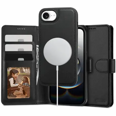 Tech-Protect iPhone 16e Plånboksfodral Magsafe - Matt Svart