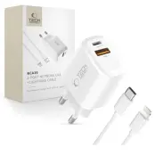 Tech-Protect Väggladdare 30W med USB-C Till Lightning Kabel - Vit
