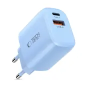 Tech-Protect Väggladdare Adapter USB-A/USB-C 30W - Baby Blå