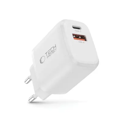 Tech-Protect Väggladdare Adapter USB-A/USB-C 30W - Vit
