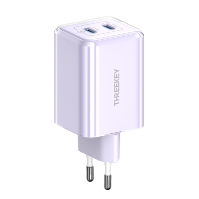 Threekey Väggladdare 2x USB-C 35W PD - Lila