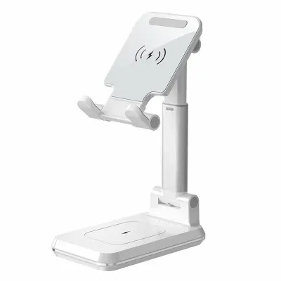 Trådlös laddare 2-i-1 Ställ 10W Fällbar Snabbladdning - Vit