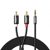 Ugreen 2 RCA Till Audio Kabel 3.5mm Mini Jack 1.5m - Svart