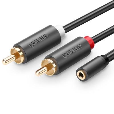 Ugreen 3.5 mm mini jack - 2RCA Audio Kabel 25 cm - Grå