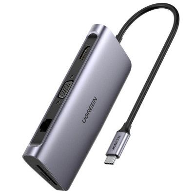 Ugreen 9in1 Multifunktionell HUB HDMI VGA USB-C 100W - Grå