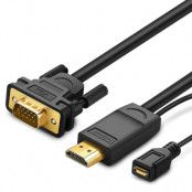 Ugreen Adapter Micro USB HDMI VGA Kabel 1.5m - Svart