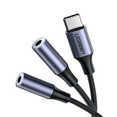 Ugreen adapter USB-C 2x 3.5 mm Mini Jack - Svart