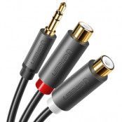 Ugreen Audio Adapter Jack 3.5mm Till 2xRCA Kabel 0.25m - Grå