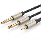 Ugreen Audio Kabel Mini Jack 3.5 mm Till 2 x jack 6.35 mm 1m - Grå