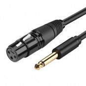 Ugreen Audio kabel XLR Hona 6.35 mm Jack Hane 2m - Svart