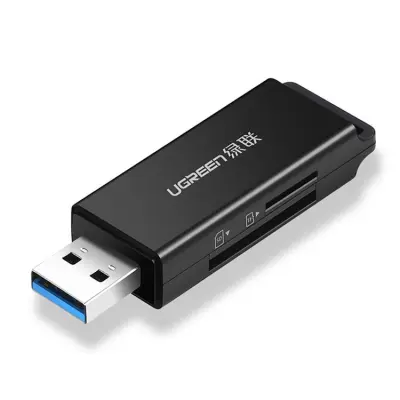 Ugreen Bärbar TF/SD Kortläsare För USB 3.0 - Svart
