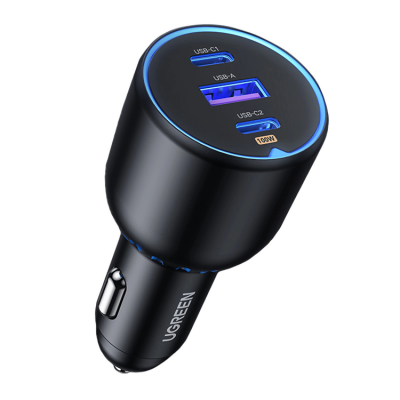 Ugreen CD293 Billaddare 2x USB-C PD Och 1x USB-A 130W - Svart