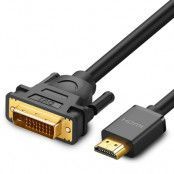 UGreen DVI 24+1 pin male HDMI male FHD Kabel adapter 1,5 m Svart