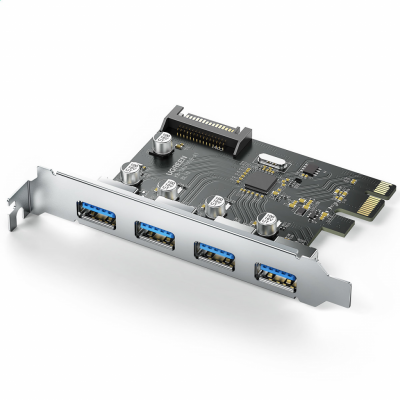 Ugreen Expansionskort Adapter PCIe to 4x USB-A 5Gb/s - Svart