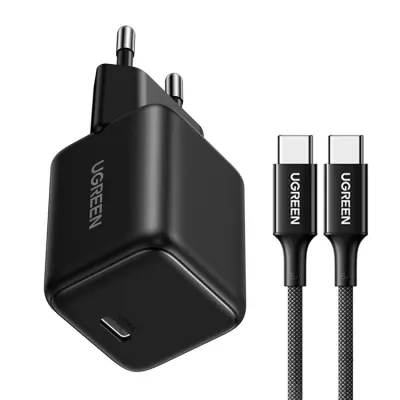 Ugreen GaN Snabbladdare 30W USB-C med USB-C Kabel 1m Svart