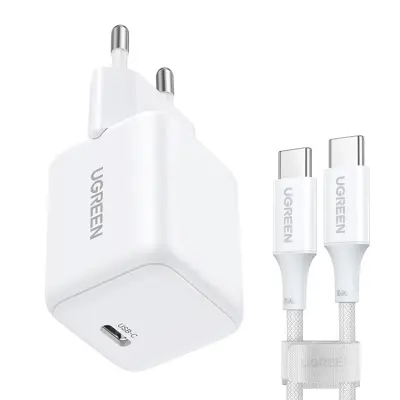 Ugreen GaN Snabbladdare 30W USB-C med USB-C Kabel 1m - Vit