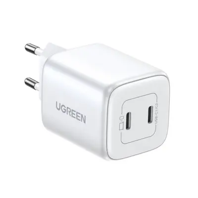Ugreen GaN Väggladdare 2 x USB-C 45W PD - Vit