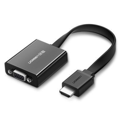 Ugreen HDMI VGA micro USB/audio 3,5 mm mini jack adapter Svart