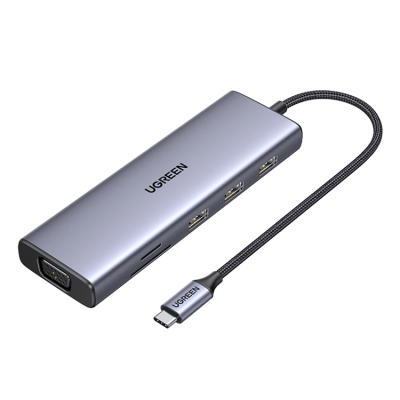 Ugreen HUB Adapter VGA HDMI RJ45. USB-C SD/TF Kortläsare USB-A