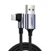 Ugreen USB lightning MFI angled Kabel 1m 2,4A Svart