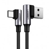UGreen USB Type C angled Kabel snabb laddning QC 3.0 1,5 m Grå