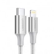 UGreen USB Type C lightning MFI Kabel 1 m 3 A 36 W Silver