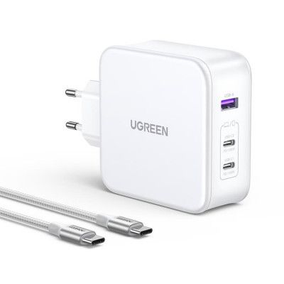 Ugreen Väggladdare 2x USB-C/USB-A 140W USB-C Kabel 1.5m - Vit
