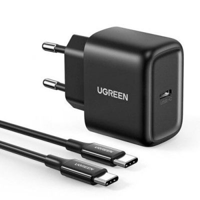 Ugreen Väggladdare 25W PD med Typ-C Kabel 2m - Svart