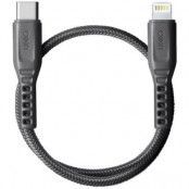 Uniq USB-C till Lightning Kabel Flex Nylon 30cm 18w - Svart