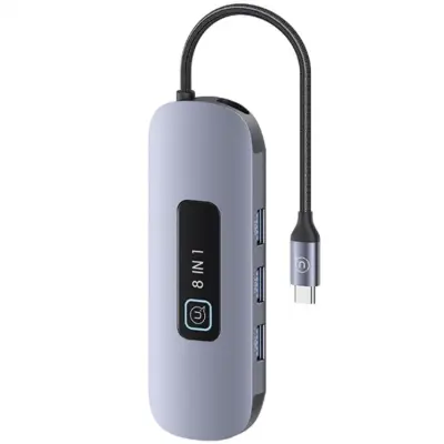 USAMS 8in1 Hubb 100W 3xUSB-A USB-C, HDMI, TF, SD, RJ45