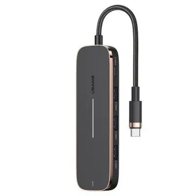 USAMS Adapter Hubb 3xUSB-A USB-C HDMI - Svart