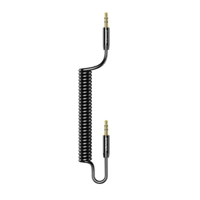 USAMS Aux Kabel Jack 3.5mm till 3.5mm 1.2m Spring - Svart