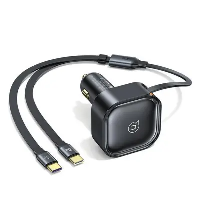 USAMS C41 Billaddare 30W 2xUSB-C med Kabel - Svart