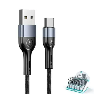 USAMS Flätad kabel U55 2A USB-C 1m (US-SJ449) - Svart