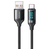 USAMS Flätad kabel U78 USB-C 1,2m LED (US-SJ544) - Svart