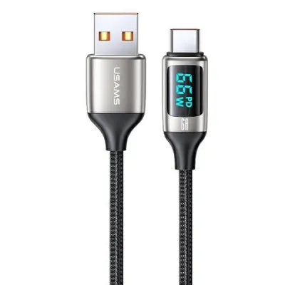 USAMS Flätad kabel U78 USB-C 1,2m LED (US-SJ544) - Vit