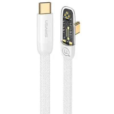 USAMS Iceflake USB-C/USB-C Kabel Vinkel 100W 1.2m SJ584 Vit