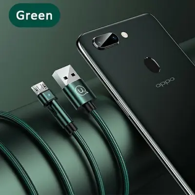 USAMS Kabel flätad roterbar U60 2A microUSB 1m grön SJ478USB02