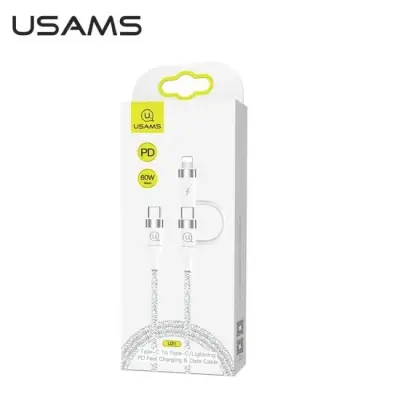 USAMS Kabel flätad U31 USB-C till USB-C/lightning vit SJ403USB02
